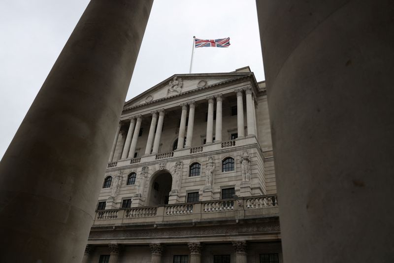&copy; Reuters. A Union Flag flies over the Bank of England in the City of London, Britain, July 30, 2023. REUTERS/Hollie Adams