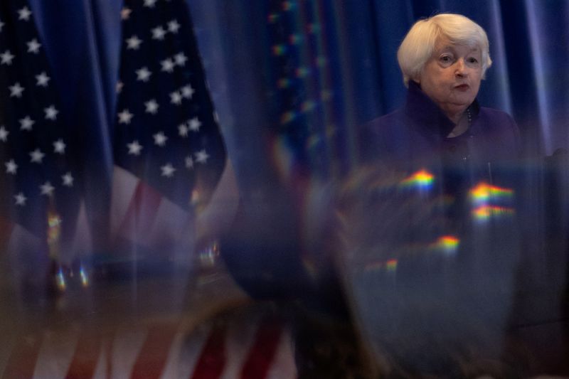 &copy; Reuters. FILE PHOTO: U.S. Treasury Secretary Janet Yellen attends a press conference after a meeting with Chinese Vice Premier He Lifeng, ahead of a U.S.-hosted APEC (Asia-Pacific Economic Cooperation) Summit in San Francisco, California, U.S., November 10, 2023. 