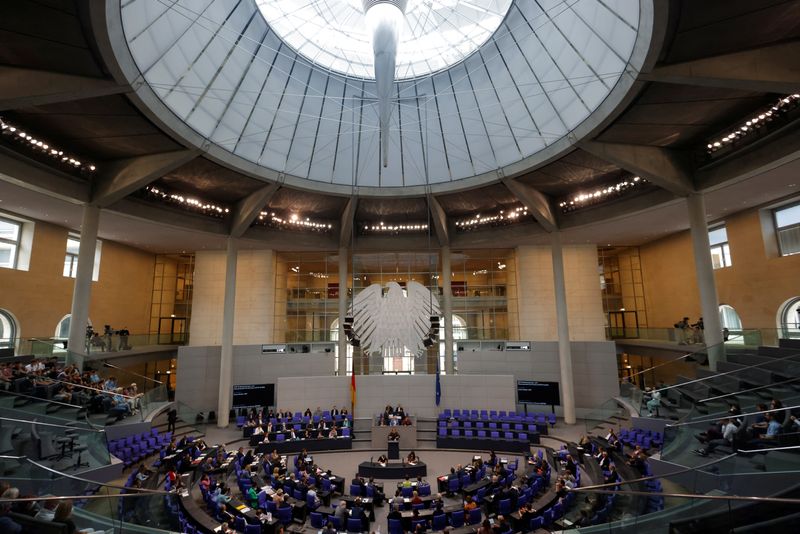 &copy; Reuters. FILE PHOTO: A general view of the plenary hall of Germany's lower house of parliament, the Bundestag, in Berlin, Germany July 8, 2022.  REUTERS/Michele Tantussi/File Photo