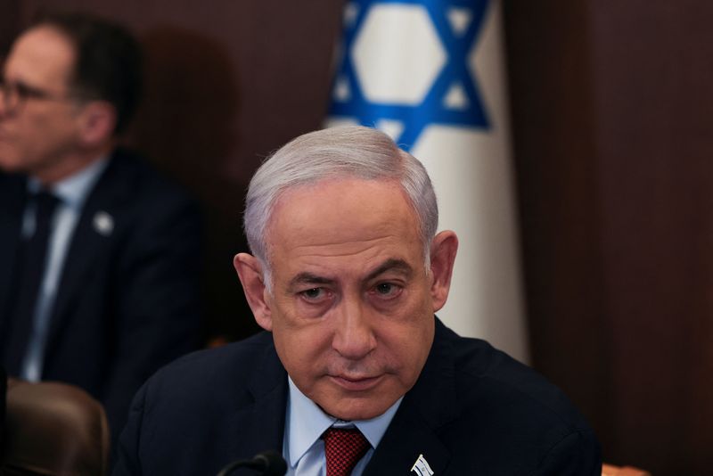 &copy; Reuters. رئيس الوزراء الإسرائيلي بنيامين نتنياهو خلال اجتماع الحكومة الأسبوعي بالقدس في العاشر من ديسمبر كانون الأول 2023. صورة لرويترز من ممثل لوكال