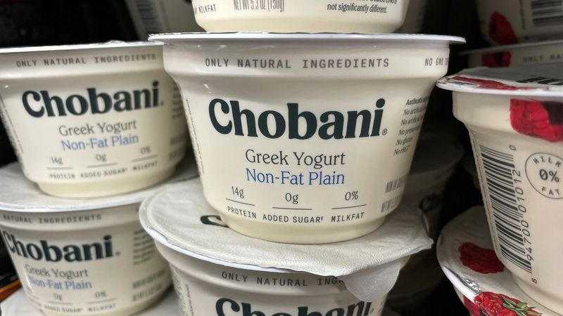 &copy; Reuters. FILE PHOTO: Greek-yogurt maker Chobani is shown for sale in a grocery store in San Diego, California. REUTERS/Mike Blake/File Photo