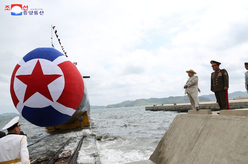 &copy; Reuters. North Korean leader Kim Jong Un attends what state media report was a launching ceremony for a new tactical nuclear attack submarine in North Korea, in this handout image released September 8, 2023.   KCNA via REUTERS/File Photo