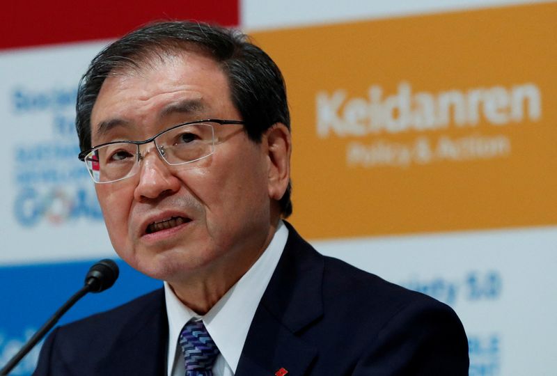 &copy; Reuters. FILE PHOTO: Masakazu Tokura, chairman of Sumitomo Chemical Co. and next chairman of Keidanren, or Japan Business Federation, speaks during a news conference in Tokyo, Japan May 10, 2021.  REUTERS/Issei Kato/File Photo