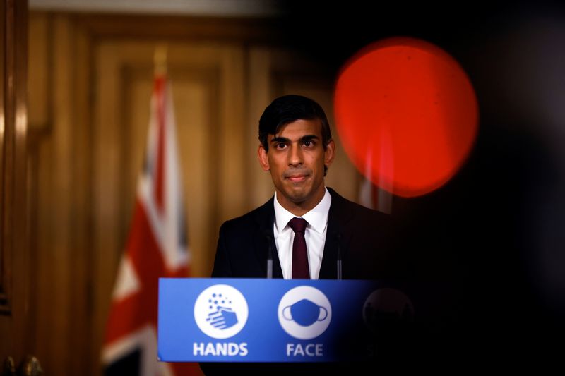 &copy; Reuters. Britain's Chancellor of the Exchequer Rishi Sunak attends a virtual news conference, amid the spread of the coronavirus disease (COVID-19), in London, Britain September 24, 2020. REUTERS/John Sibley/Pool/File Photo
