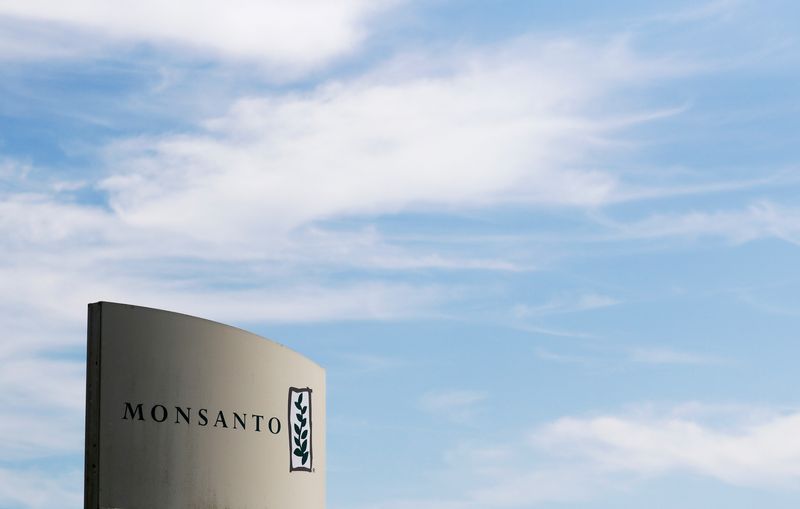 &copy; Reuters. FILE PHOTO: The logo of Monsanto is seen at the Monsanto factory in Peyrehorade, France, August 23, 2019. REUTERS/Stephane Mahe/File Photo