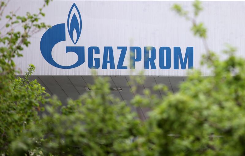 &copy; Reuters. FILE PHOTO: Logo of the Russian energy company Gazprom is seen on а station in Sofia, Bulgaria, April 27, 2022. REUTERS/Spasiyana Sergieva/File Photo