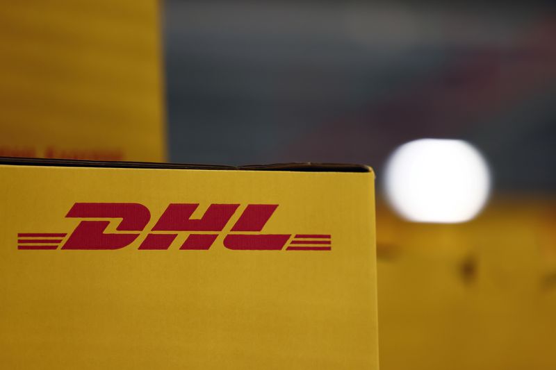&copy; Reuters. FILE PHOTO: Delivery packages are seen inside the new DHL Express hub of German postal and logistics group Deutsche Post DHL at the Roissy Charles de Gaulle airport in Tremblay-en-France near Paris, France, October 5, 2021. REUTERS/Sarah Meyssonnier/File 