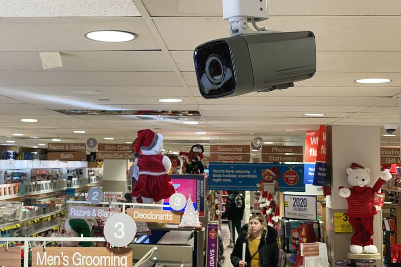 &copy; Reuters. FILE PHOTO: A woman shops inside a Rite Aid store underneath a DeepCam security camera in New York City, New York, U.S., November 20, 2019. REUTERS/Lucas Jackson/File Photo