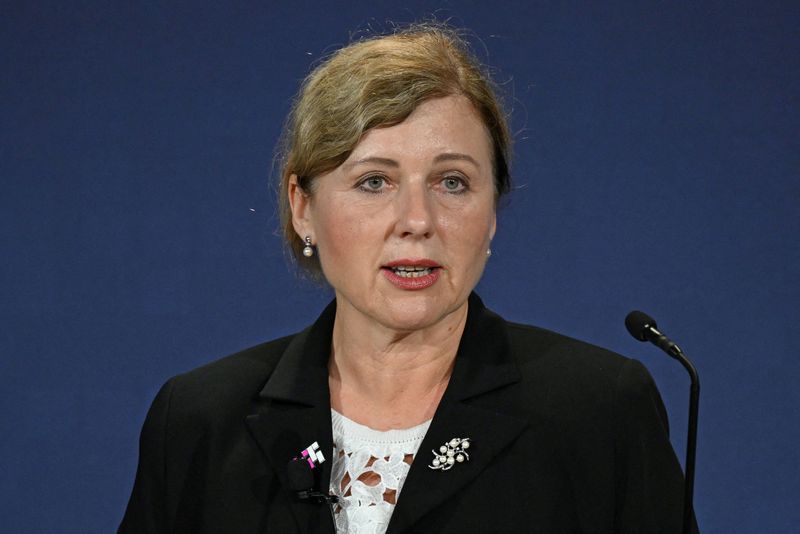 &copy; Reuters. FILE PHOTO: Vice President of the European Commission for Values and Transparency Vera Jourova speaks on Day 1 of the AI Safety Summit at Bletchley Park in Bletchley, Britain on November 1, 2023.   Leon Neal/Pool via REUTERS/File Photo