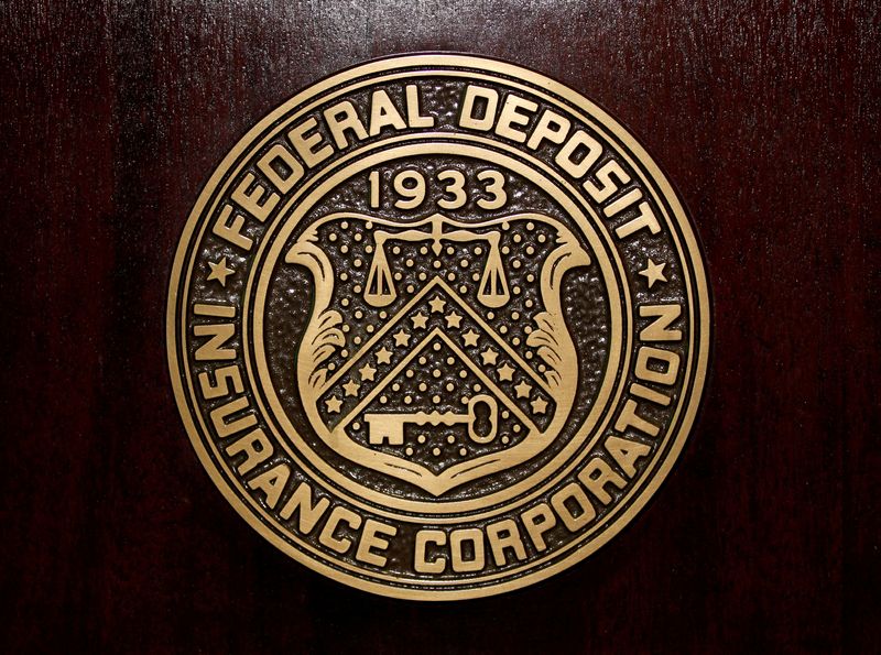 &copy; Reuters. FILE PHOTO: The Federal Deposit Insurance Corp (FDIC) logo is seen at the FDIC headquarters as Chairman Sheila Bair announces the bank and thrift industry earnings for the fourth quarter 2010, in Washington, February 23, 2011.REUTERS/Jason Reed/File Photo
