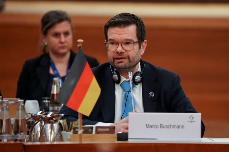 &copy; Reuters. FILE PHOTO: German Justice Minister Marco Buschmann attends a G7 Justice Ministers meeting at the Foreign Office in Berlin, Germany, November 29, 2022. REUTERS/Christian Mang/File Photo