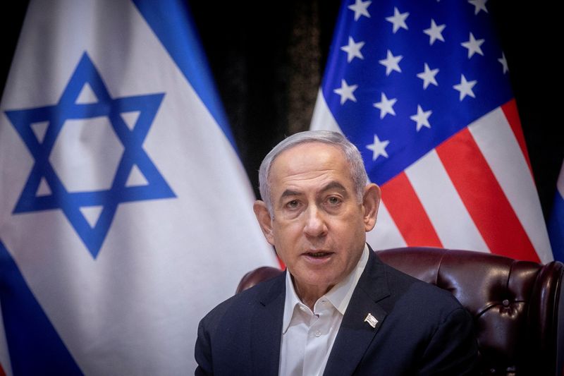 &copy; Reuters. رئيس الوزراء الإسرائيلي خلال اجتماع في تل أبيب يوم 18 أكتوبر تشرين الأول 2023. صورة لرويترز من ممثل لوكالات الأنباء. 