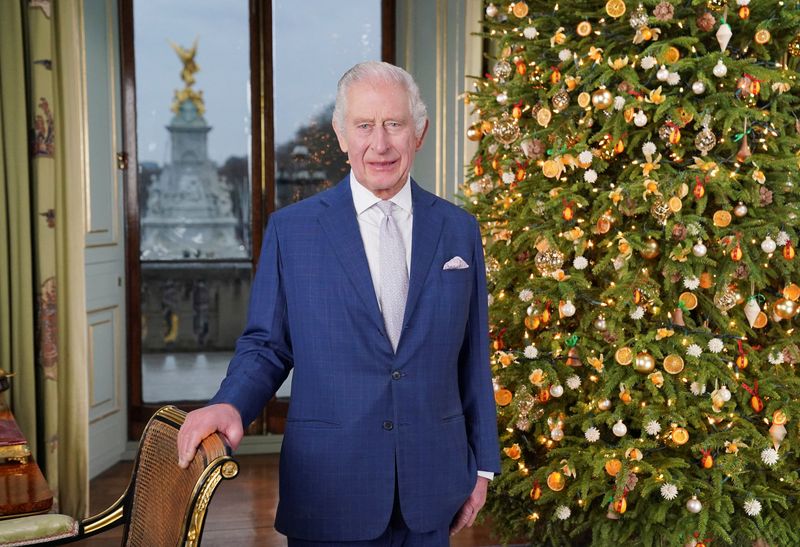 &copy; Reuters. Rei Charles grava sua mensagem de Natal no Palácio de Buckingham
07/12/2023
Jonathan Brady/Pool via REUTERS