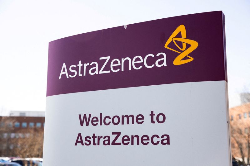 &copy; Reuters. FILE PHOTO: The logo for AstraZeneca is seen outside its North America headquarters in Wilmington, Delaware, U.S., March 22, 2021.  REUTERS/Rachel Wisniewski/File Photo