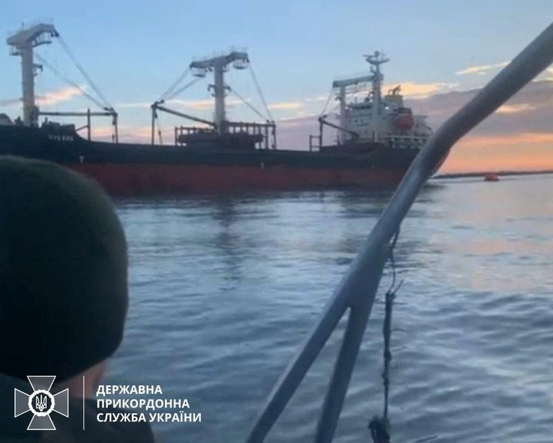 Bulk carrier hits mine in Black Sea, two people injured, Ukraine says