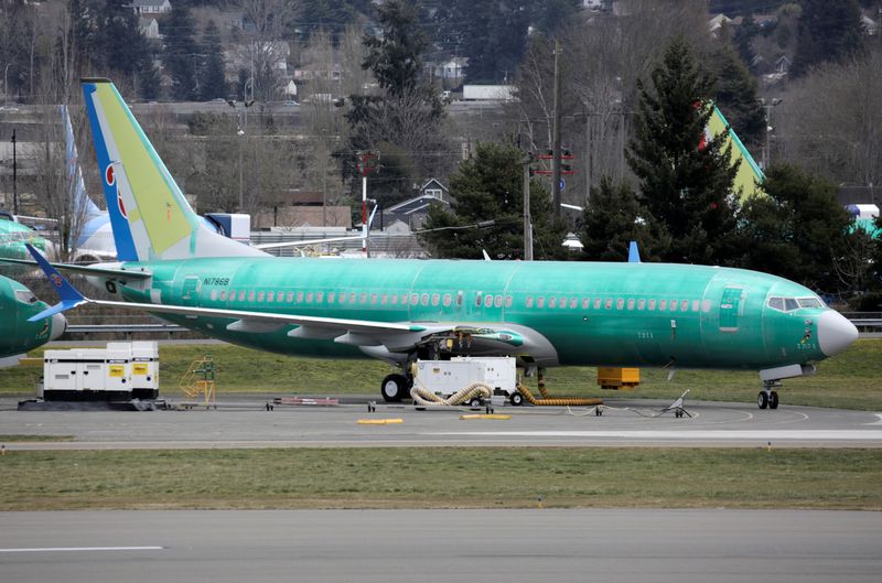 &copy; Reuters. A Boeing 737 MAX 8 aircraft bearing the logo of China Southern Airlines is parked at a Boeing production facility in Renton, Washington, U.S. March 11, 2019. REUTERS/David Ryder/File Photo