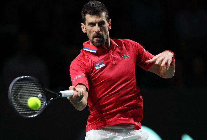 &copy; Reuters. Novak Djokovic na Copa Davis
 25/11/2023    REUTERS/Violeta Santos Moura
