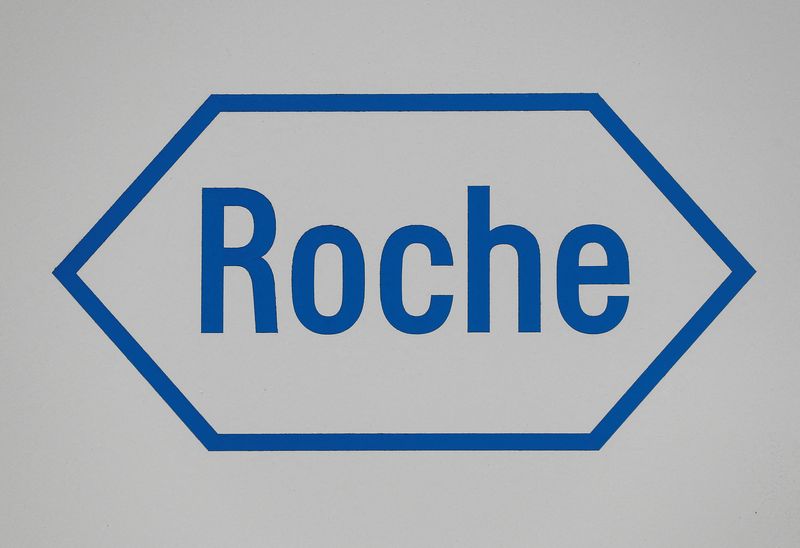 &copy; Reuters. FILE PHOTO: A sign at a diagnostics site for Swiss pharmaceutical giant Roche is seen as the company said problems at a new warehouse delayed the dispatch of some products, as the spread of the coronavirus disease (COVID-19) continues, in Burgess Hill, Br