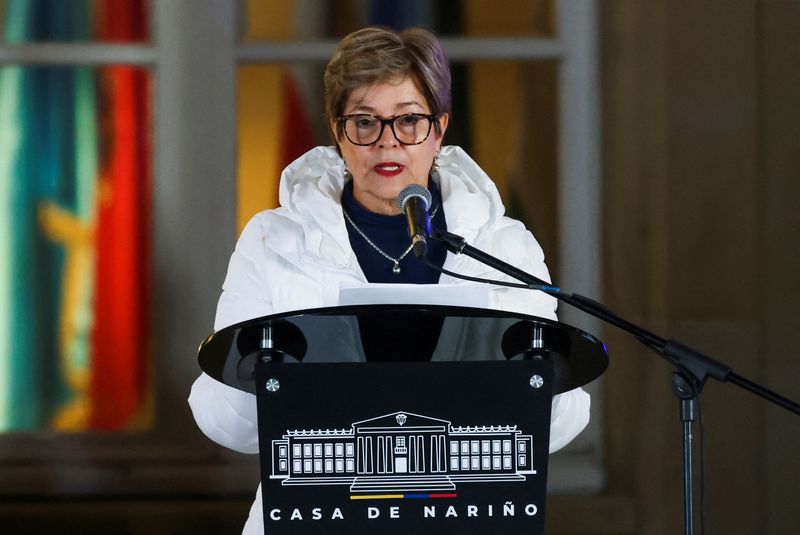 © Reuters. FILE PHOTO: Gloria Ines Ramirez, Labor Minister, speaks on the day that Colombia's President Gustavo Petro will deliver a statement about the labor reform that his government wants to carry out, in Bogota, Colombia March 16, 2023. REUTERS/Luisa Gonzalez/File Photo