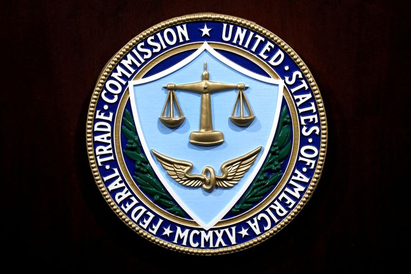 &copy; Reuters. FILE PHOTO: Federal Trade Commission seal is seen at a news conference at FTC headquarters in Washington, U.S., July 24, 2019. REUTERS/Yuri Gripas/File Photo/File Photo
