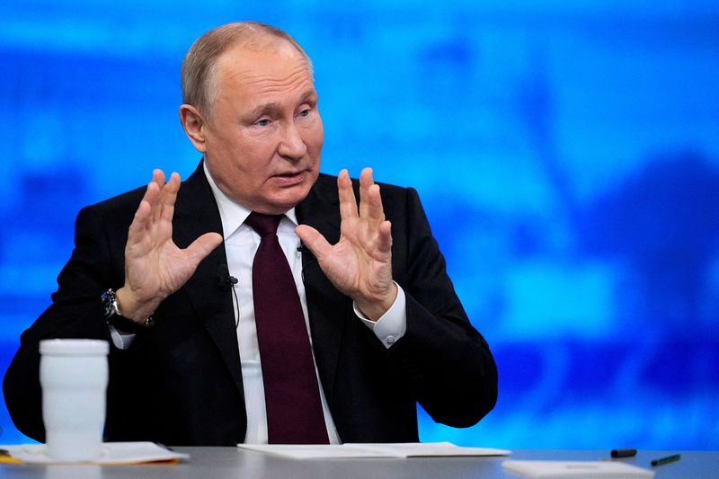 &copy; Reuters. Foto de archivo del Presidente ruso Vladimir Putin hablando en una rueda de prensa en Moscú 
Dic 14, 2023. Alexander Zemlianichenko/Pool via REUTERS/
