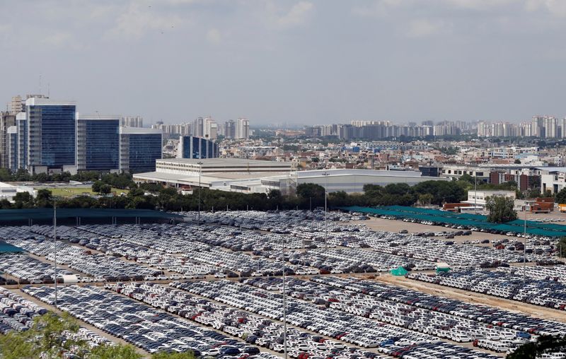 &copy; Reuters. Cars are seen parked at Maruti Suzuki's plant at Manesar, in the northern state of Haryana, India, August 11, 2019. Picture taken August 11, 2019. REUTERS/Anushree Fadnavis/File Photo