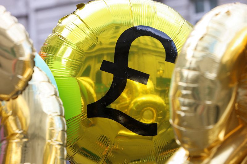 &copy; Reuters. FILE PHOTO: The Bank of England is seen reflected on a balloon with the pound symbol during a protest against the hiking of interest rates outside the Bank of England in London, Britain, August 3, 2023. REUTERS/Susannah Ireland/File Photo