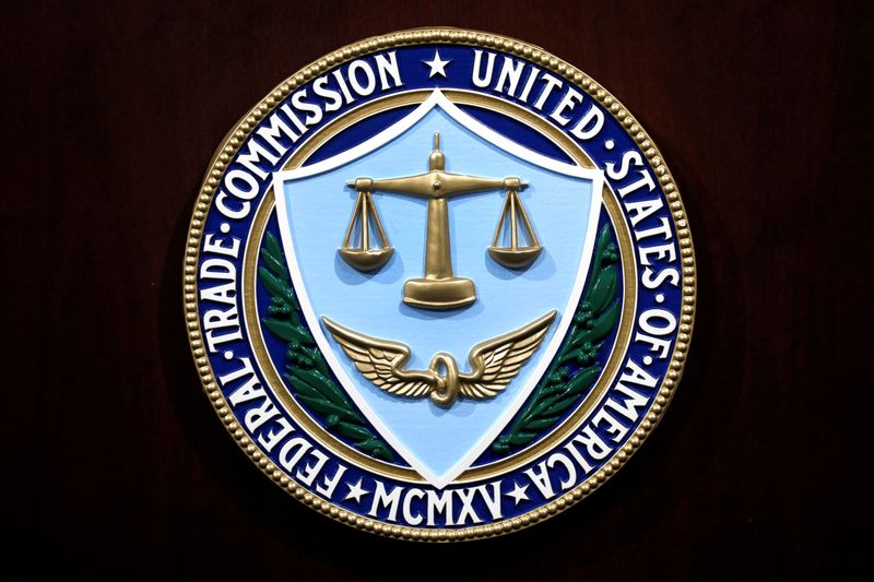 &copy; Reuters. FILE PHOTO: Federal Trade Commission seal is seen at FTC Headquarters in Washington, U.S., July 24, 2019. REUTERS/Yuri Gripas/File Photo