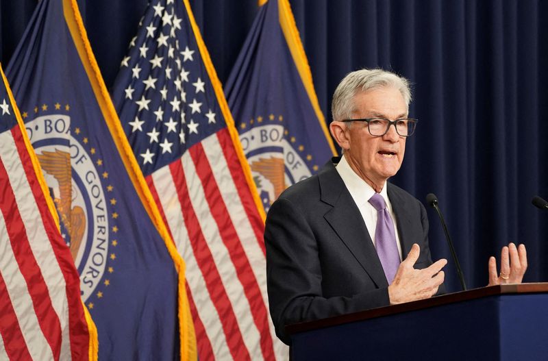 &copy; Reuters. FILE PHOTO: Federal Reserve Board Chairman Jerome Powell speaks during a press conference following a closed two-day meeting of the Federal Open Market Committee on interest rate policy at the Federal Reserve in Washington, U.S., December 13, 2023. REUTER