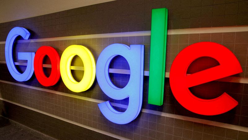 &copy; Reuters. FILE PHOTO: An illuminated Google logo is seen inside an office building in Zurich, Switzerland December 5, 2018.    REUTERS/Arnd Wiegmann/File Photo