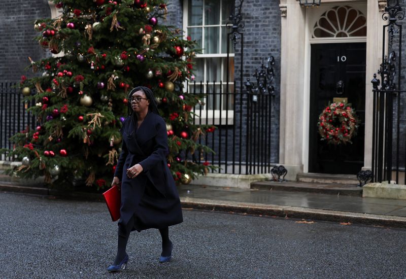 &copy; Reuters. British Secretary of State for Business and Trade Kemi Badenoch walks outside 10 Downing Street in London, Britain, December 12, 2023. REUTERS/Hannah McKay