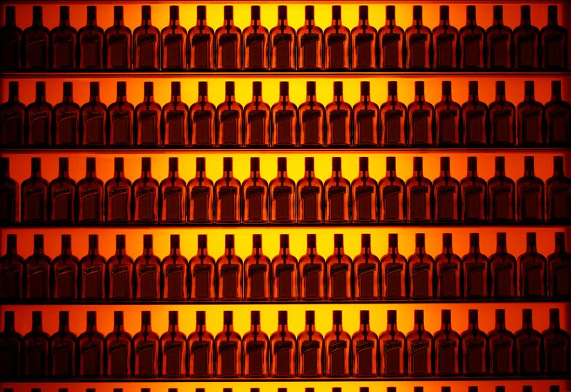 &copy; Reuters. Bottles of Cointreau, the orange-flavoured triple sec liqueur, are displayed at the Carre Cointreau in the Cointreau distillery in Saint-Barthelemy-d'Anjou near Angers, France, February 8, 2019. REUTERS/Stephane Mahe