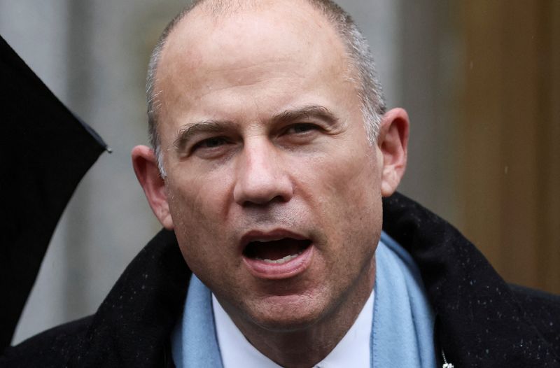 © Reuters. FILE PHOTO: Former attorney Michael Avenatti speaks to the media after the guilty verdict in his criminal trial, at the United States Courthouse in the Manhattan borough of New York City, U.S., February 4, 2022. REUTERS/Brendan McDermid/File Photo