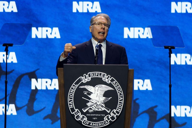 &copy; Reuters. NRA Executive Vice President and CEO Wayne LaPierre speaks at the National Rifle Association (NRA) annual convention in Indianapolis, Indiana, U.S., April 14, 2023. REUTERS/Evelyn Hockstein