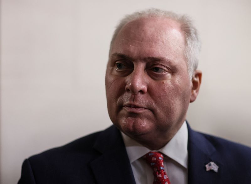 &copy; Reuters. U.S. House Republican Majority Leader Steve Scalise (R-LA) faces reporters after House Republicans nominated U.S. Rep. Tom Emmer (R-MN) to be House Speaker at a House Republican conference meeting to choose a nominee at the U.S. Capitol in Washington, U.S