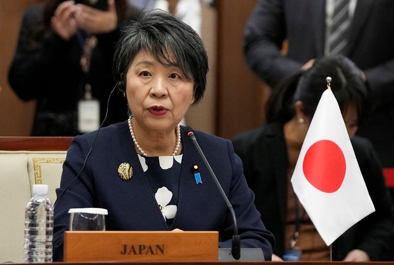 &copy; Reuters. وزيرة الخارجية اليابانية يوكو كاميكاوا خلال اجتماع في بوسان بكوريا الجنوبية يوم 26 نوفمبر تشرين الثاني 2023. صورة لرويترز من ممثل لوكالات الأن