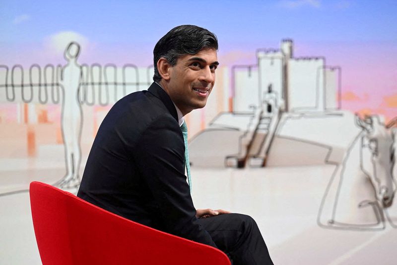 &copy; Reuters. Britain's Prime Minister Rishi Sunak appears on 'Sunday with Laura Kuenssberg' in London, Britain January 7, 2024. Jeff Overs/BBC/Handout via REUTERS 