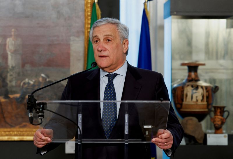 &copy; Reuters. Il ministro degli Esteri Antonio Tajani a Roma. REUTERS/Remo Casilli