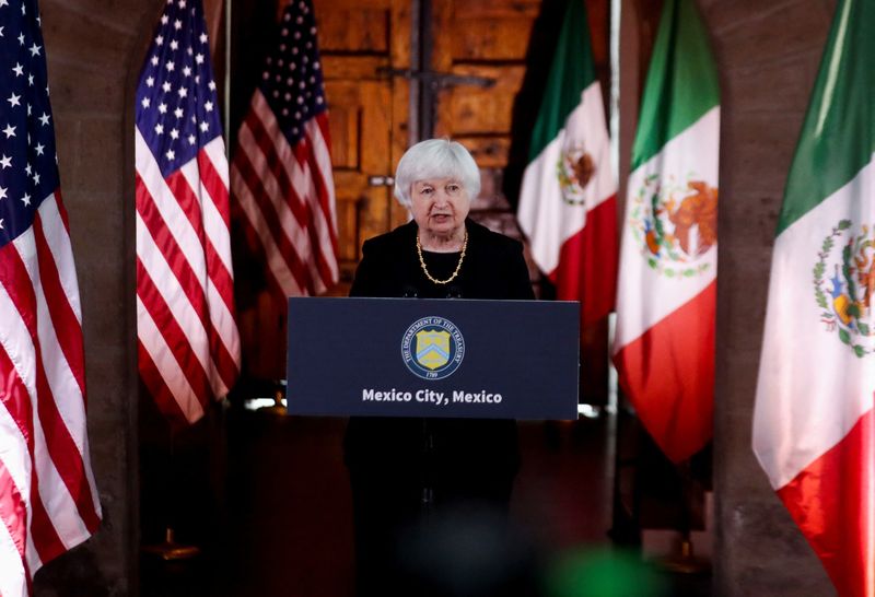 &copy; Reuters. FILE PHOTO: U.S. Treasury Secretary Janet Yellen gives a statement to the press during her visit in Mexico City, Mexico December 6, 2023. REUTERS/Daniel Becerril/File Photo