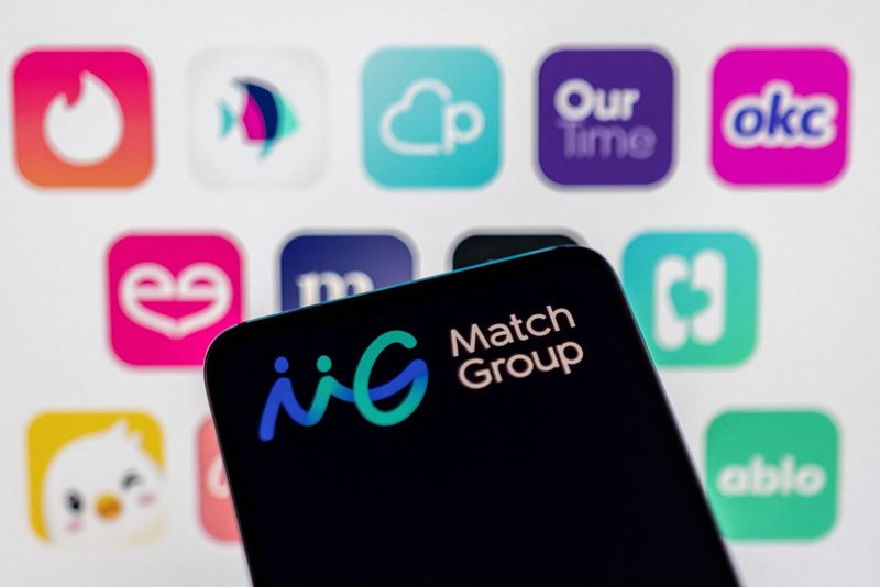 &copy; Reuters. FILE PHOTO: Match Group logo and their app brands are seen in this illustration taken, May 1, 2022. REUTERS/Dado Ruvic/Illustration/File Photo