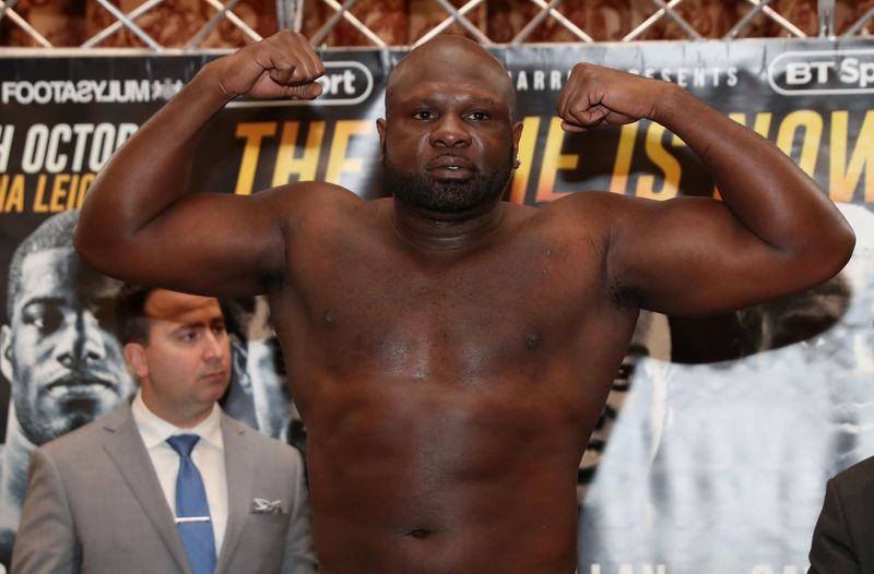 &copy; Reuters. Boxing - Jack Catterall & Ohara Davies Weigh-In - Mercure Leicester The Grand Hotel, Leicester, Britain - October 5, 2018   Kevin Johnson during the weigh in   Action Images via Reuters/Peter Cziborra/ File Photo