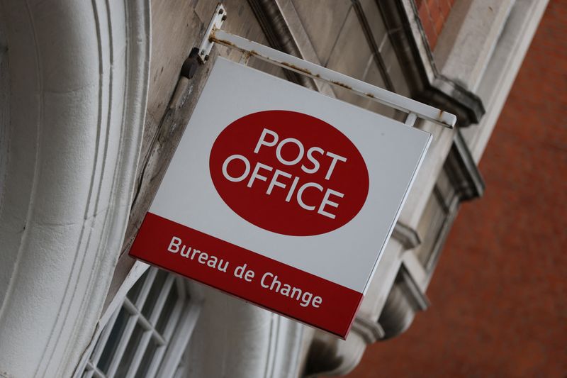&copy; Reuters. A post office sign hangs above a shop in Belgravia, in London, Britain January 7, 2024. REUTERS/Hollie Adams