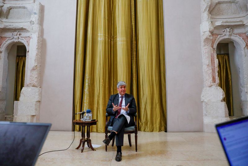 &copy; Reuters. FILE PHOTO: European Central Bank (ECB) governing council member Mario Centeno speaks during an interview with Reuters, in Lisbon, Portugal, March 15, 2021. REUTERS/Pedro Nunes/File Photo