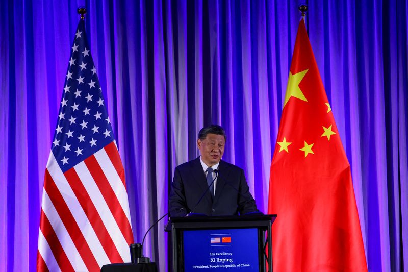&copy; Reuters. الرئيس الصيني شي جين بينغ خلال فعالية في الولايات المتحدة يوم 15 نوفمبر تشرين الثاني 2023. صورة لرويترز من ممثل لوكالات الأنباء.