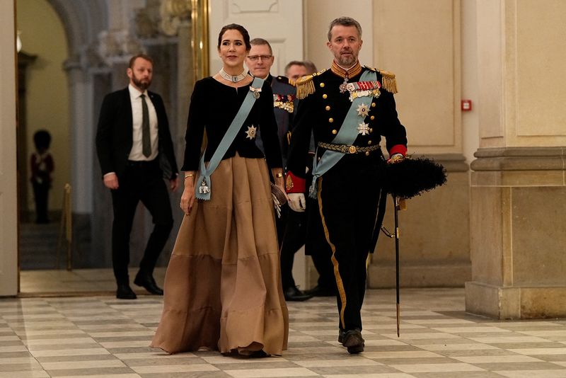 &copy; Reuters. Denmark's Crown Prince Frederik and Crown Princess Mary attend the New Year's reception for officers from the Armed Forces and the National Emergency Management Agency, as well as invited representatives of major national organizations and the royal patro