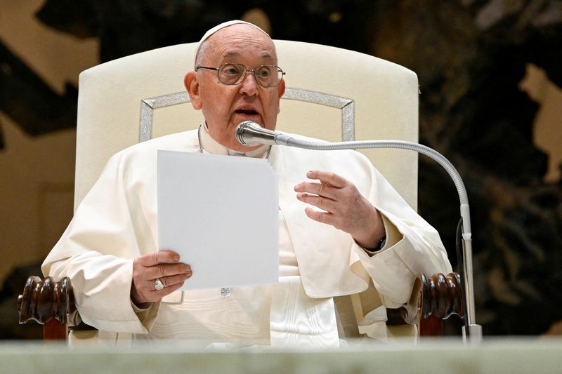 &copy; Reuters. Papa Francisco durante audiência semanal no Vaticano
10/01/2024 Vatican Media/Divulgação via REUTERS