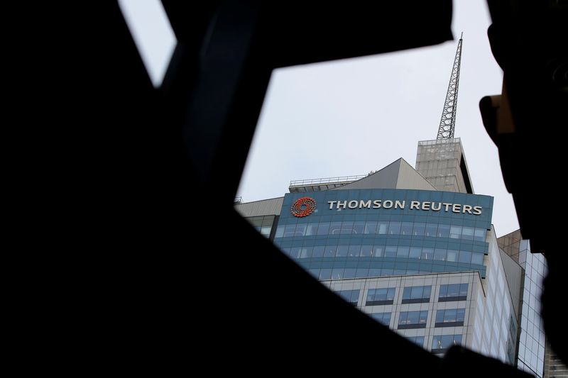 &copy; Reuters. The Thomson Reuters logo is seen on the company building in Times Square, New York, U.S., January 30, 2018. REUTERS/Andrew Kelly/File Photo