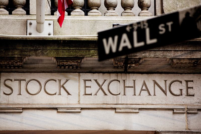 &copy; Reuters. FILE PHOTO: A street sign for Wall Street hangs in front of the New York Stock Exchange May 8, 2013. REUTERS/Lucas Jackso/File Photo