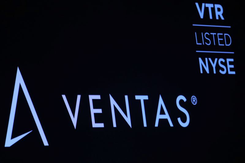 &copy; Reuters. FILE PHOTO: The logo for Ventas, Inc., a real estate investment trust, is displayed on a screen on the floor at the New York Stock Exchange (NYSE) in New York, U.S., April 9, 2019. REUTERS/Brendan McDermid/File Photo
