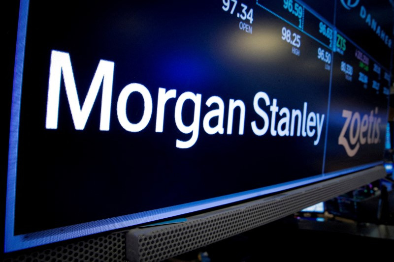 &copy; Reuters. FILE PHOTO: A screen displays the trading information for Morgan Stanley on the floor of the New York Stock Exchange (NYSE) in New York City, U.S., January 19, 2022.  REUTERS/Brendan McDermid//File Photo